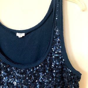 J Crew navy sequined tank top